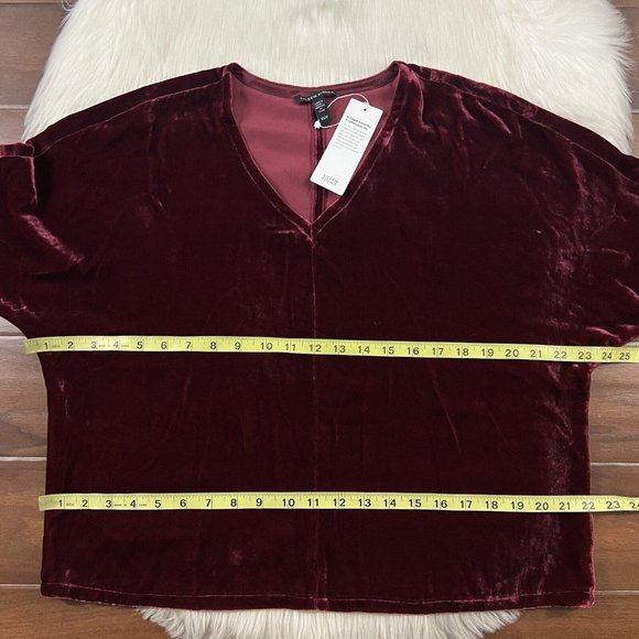 Eileen Fisher Women's‎ Size XS Deep Claret Velvet V Neck Top - Picture 3 of 8